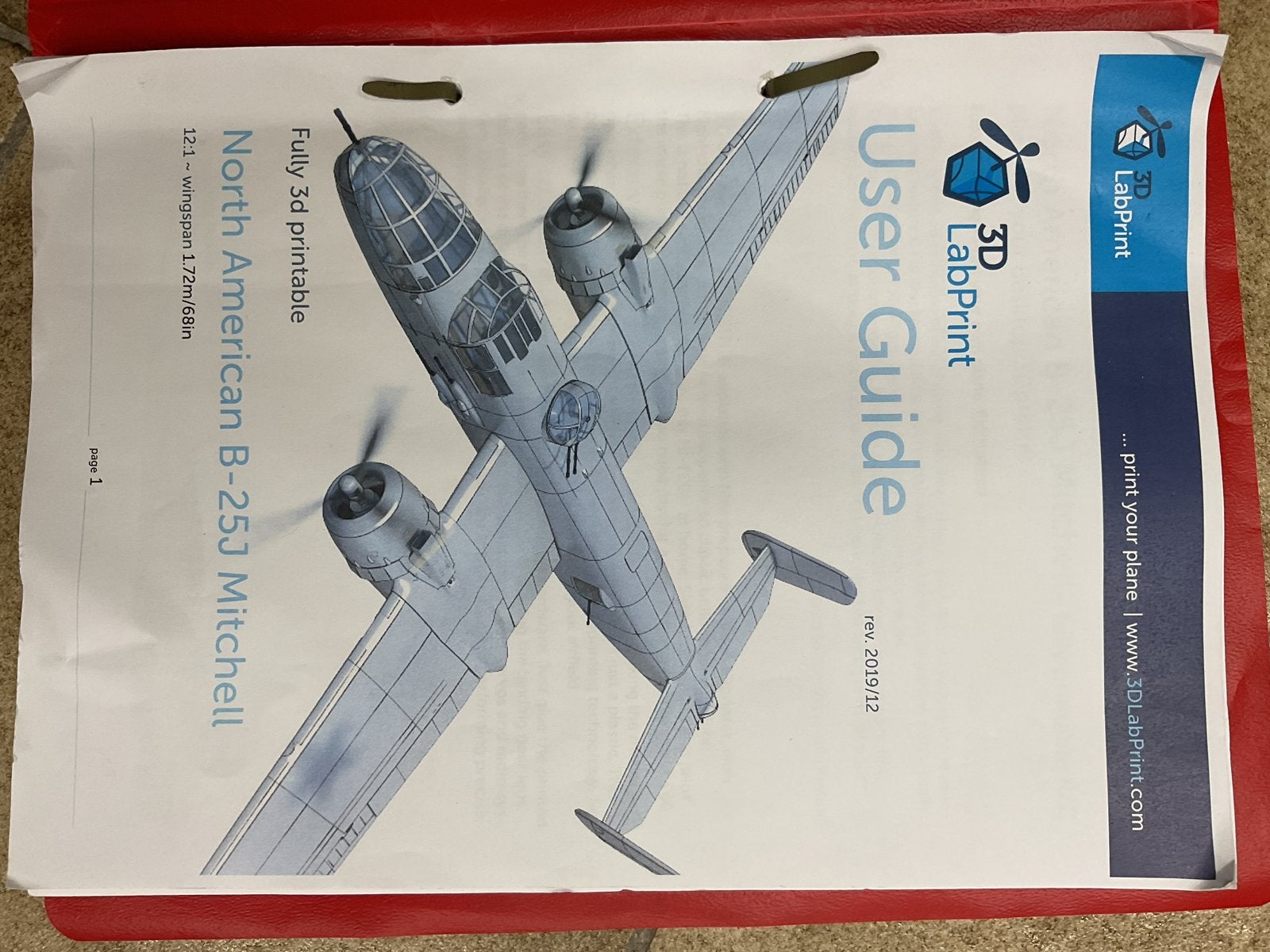 3D LabPrint North American B-25J Mitchell RC Vliegtuig, Overige merken, Nieuw, Ophalen of Verzenden, Groter dan 1:72