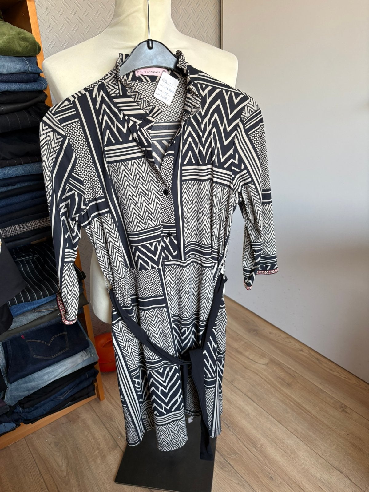 Studio anneloes jurk travelstof xs, Blauw, Ophalen of Verzenden, Zo goed als nieuw, Maat 34 (XS) of kleiner