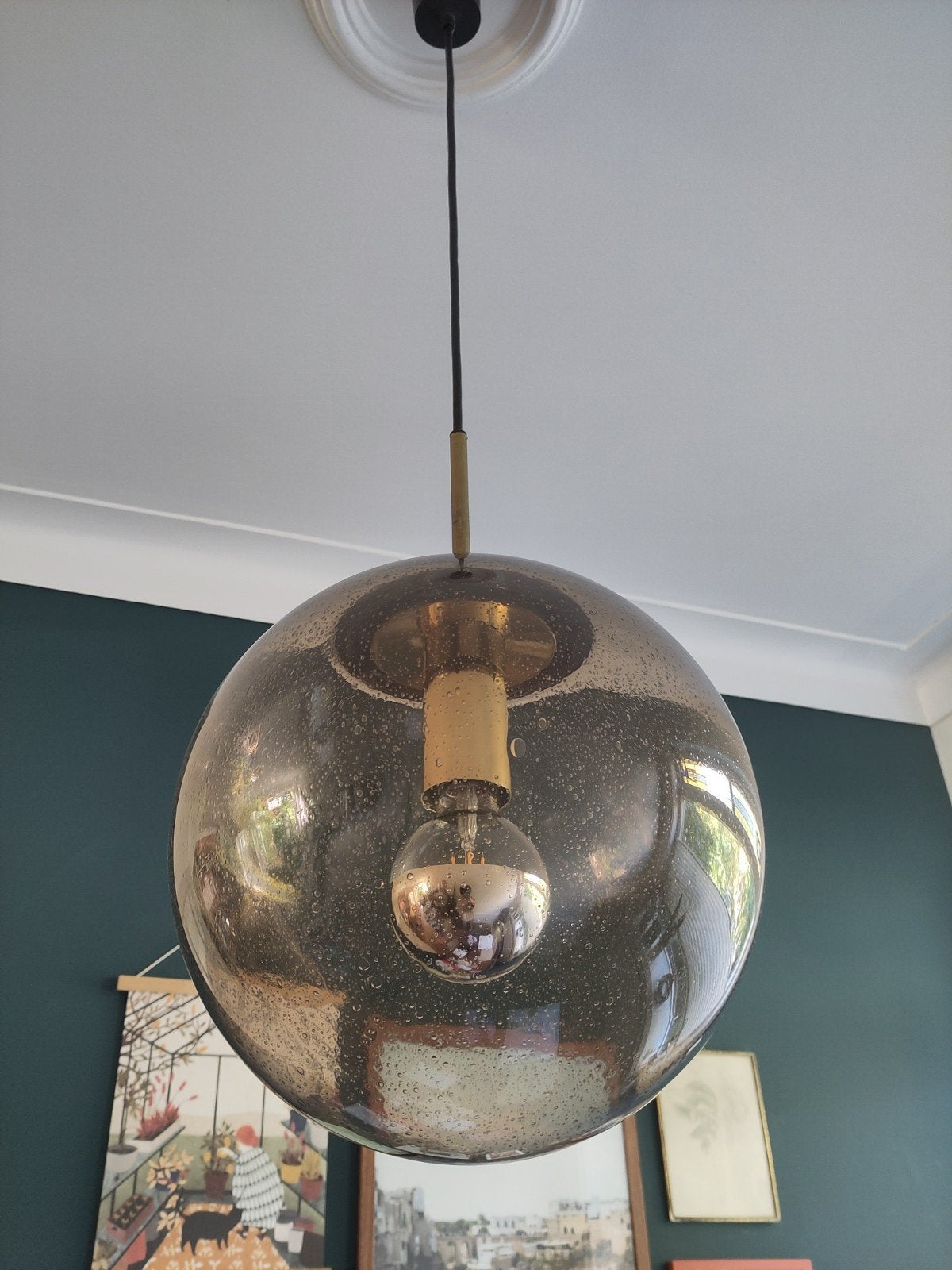 Glashütte Limburg hanglamp bollamp druppelglas rookglas, Ophalen, Glas