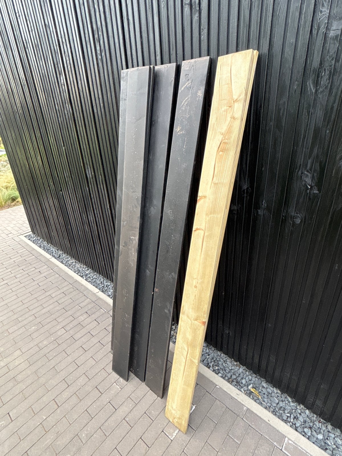 Tuinplanken set: 6 zwart en 2 geïmpregneerd, Tuin en Terras, Ophalen, Gebruikt, 180 tot 250 cm, Planken