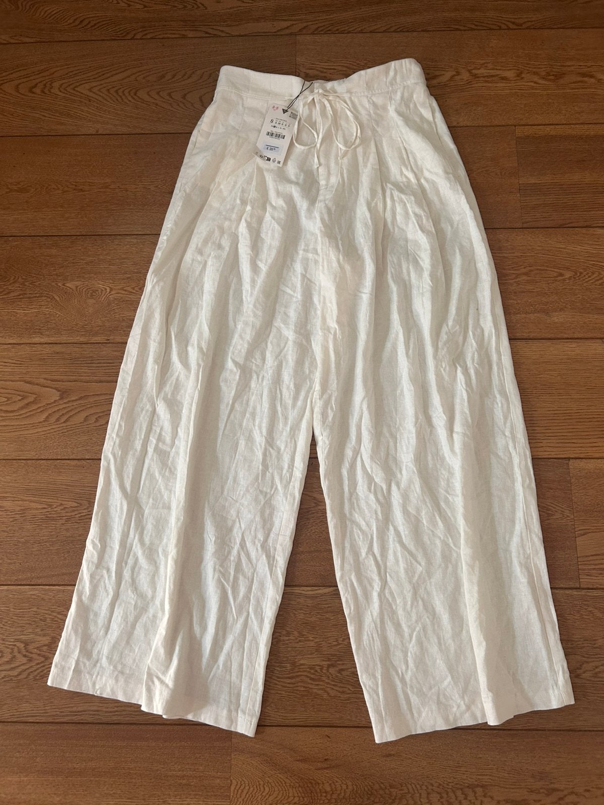 Zara linnen broek S, Kleding | Dames, Broeken en Pantalons, Wit, Ophalen of Verzenden, Zo goed als nieuw, Maat 36 (S)