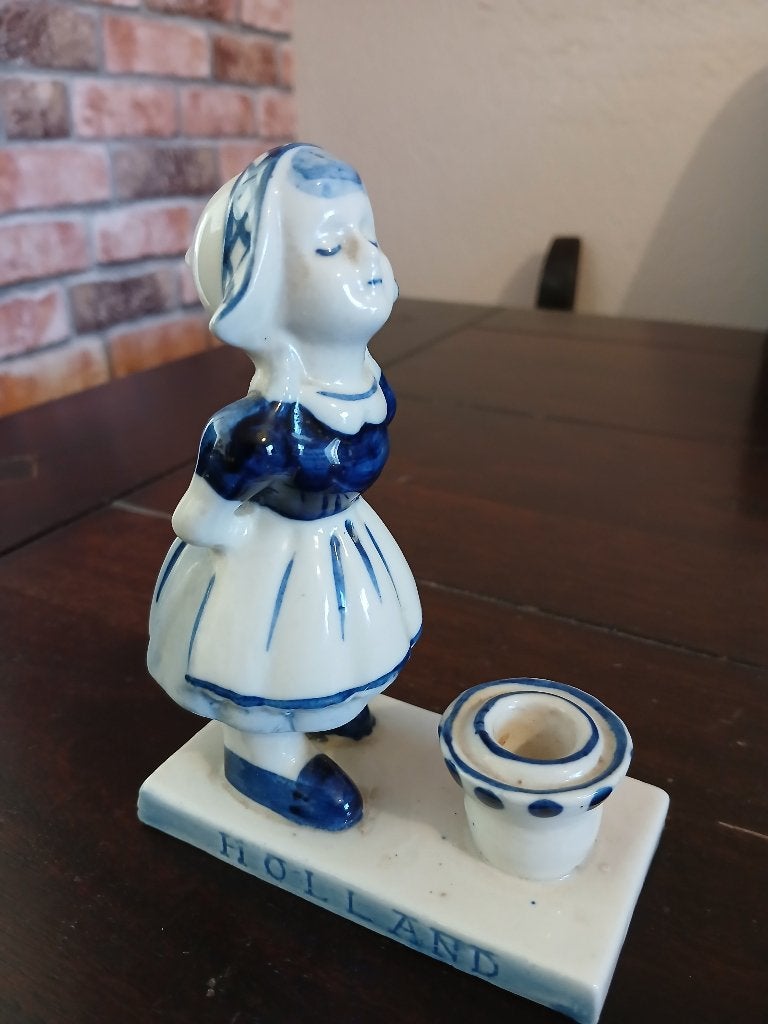 Delfts Blauw Meisje Kaarsenhouder Holland Souvenir, Antiek en Kunst, Antiek | Keramiek en Aardewerk, Ophalen of Verzenden