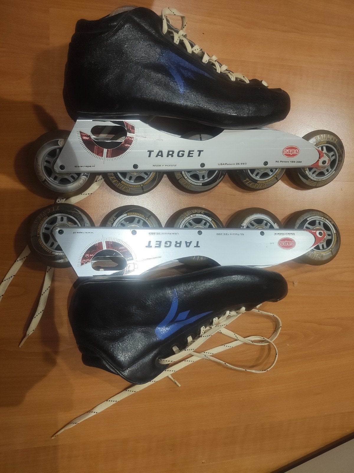 Leren skeelers met wax veters - Raps Target maat 39, Ophalen of Verzenden, Gebruikt, Inline skates 5 wielen, Overige merken