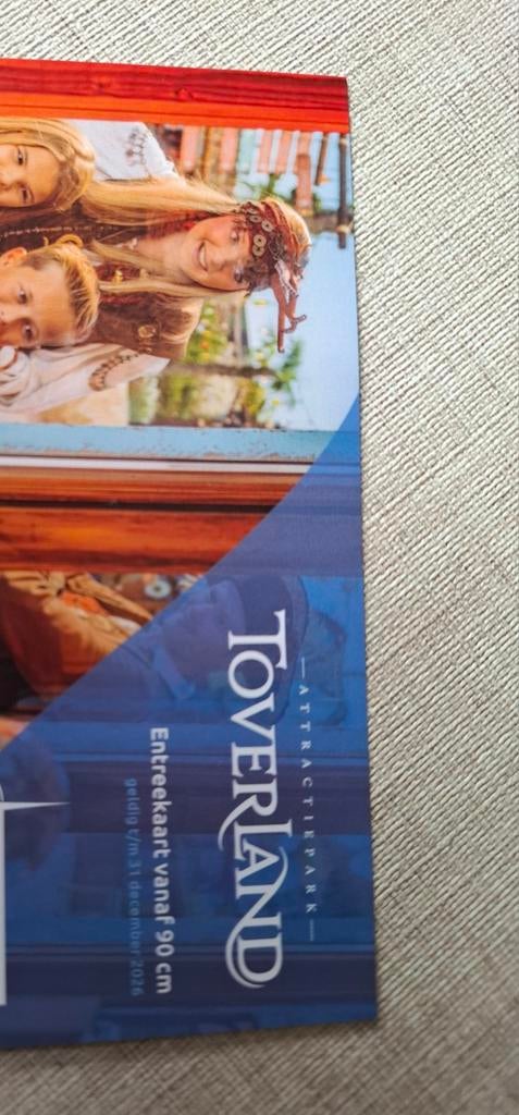 Entree tickets / kaartjes Toverland, Drie personen of meer, Ticket of Toegangskaart