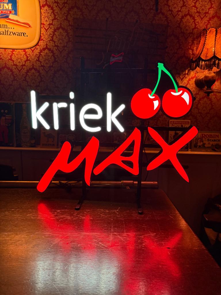 Kriek Max neon led reclame lamp lichtbak, Verzamelen, Merken en Reclamevoorwerpen, Ophalen of Verzenden, Zo goed als nieuw, Lichtbak of (neon) lamp