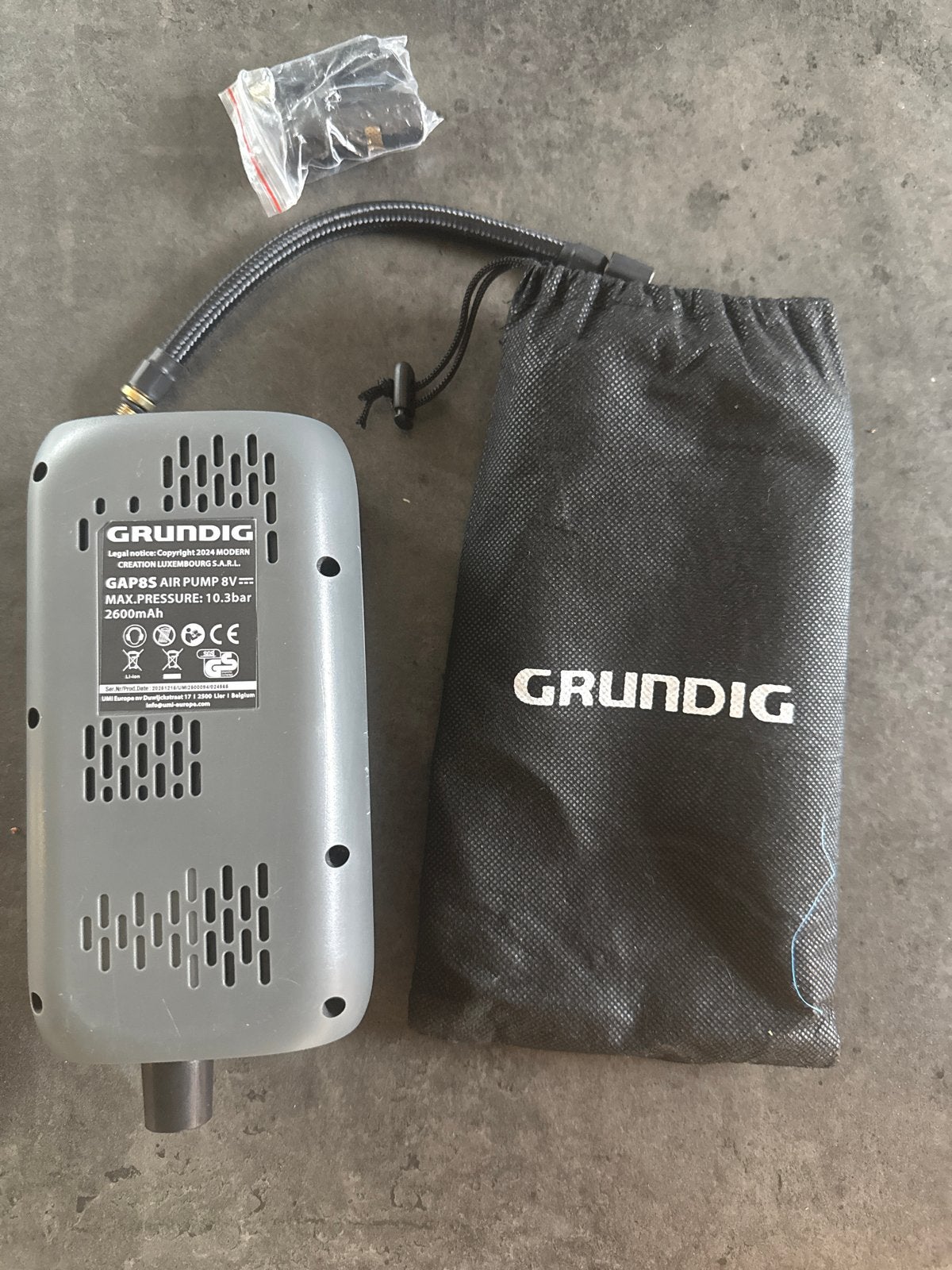 Grundig GAP8S Airpump 8V - Zo goed als nieuw, Fietsen en Brommers, Ophalen of Verzenden, Elektrisch, Zo goed als nieuw