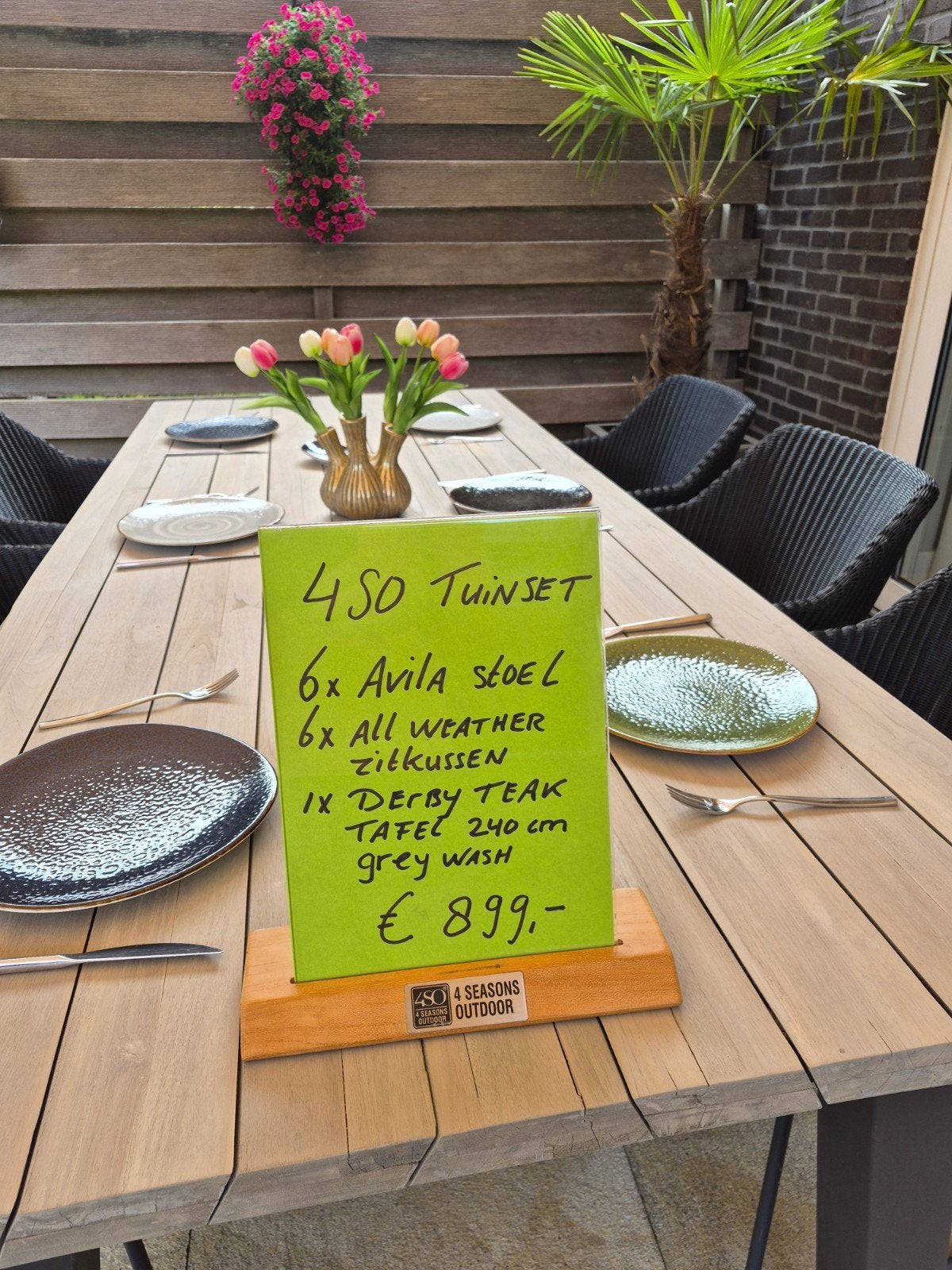 6 persoons Avila / Derby tuinset van 4 seasons outdoor, Ophalen, 6 zitplaatsen, Teakhout, Zo goed als nieuw