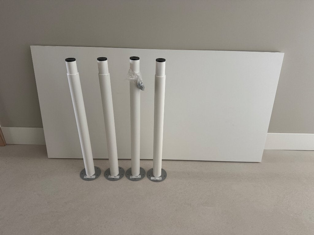IKEA OLOV verstelbare poten wit, Ophalen, Tafelpoot, 50 tot 100 cm, Rond