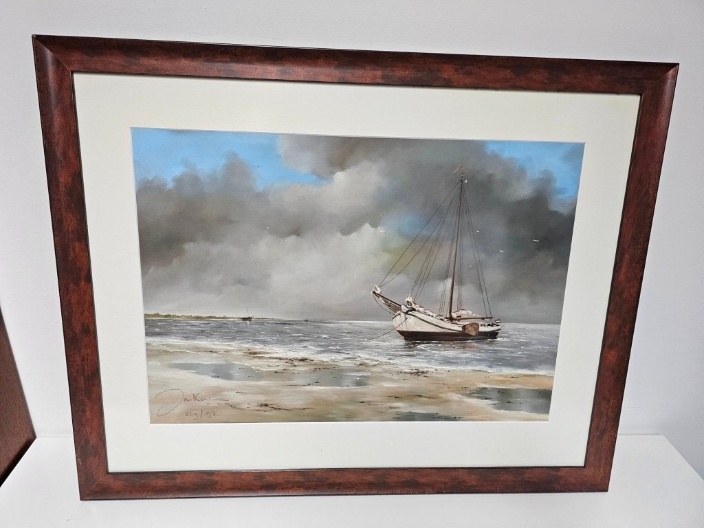 Schilderij Jan Kooistra De waddenzee  voor €100,-, Ophalen, Gebruikt, Nvt, Nvt