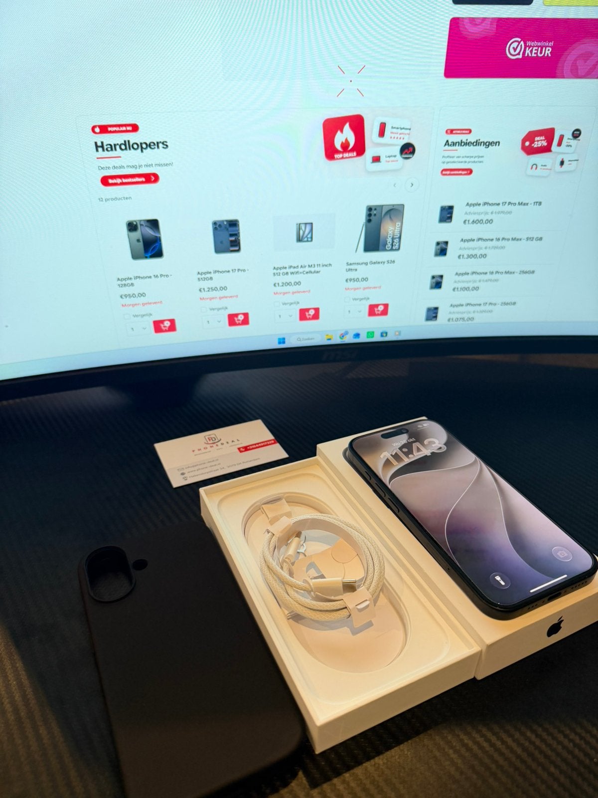 Iphone 16 128 gb zwart factuur + Garantie, Apple, Zwart, Nieuw, IPhone 16