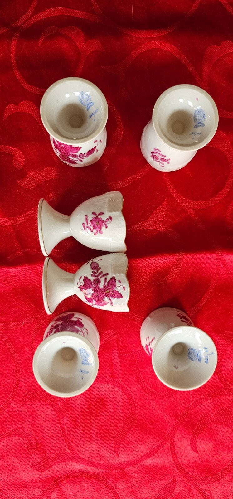 6 Herend eierdopjes in mint staat, Ophalen