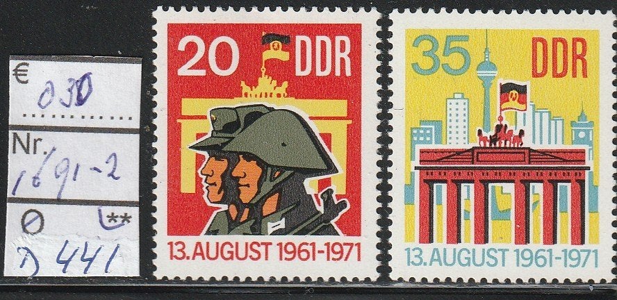 DDR 10 Jaar Berlijnse Muur Michel 1691-2 Nr.D441p, Verzenden, DDR, Postfris