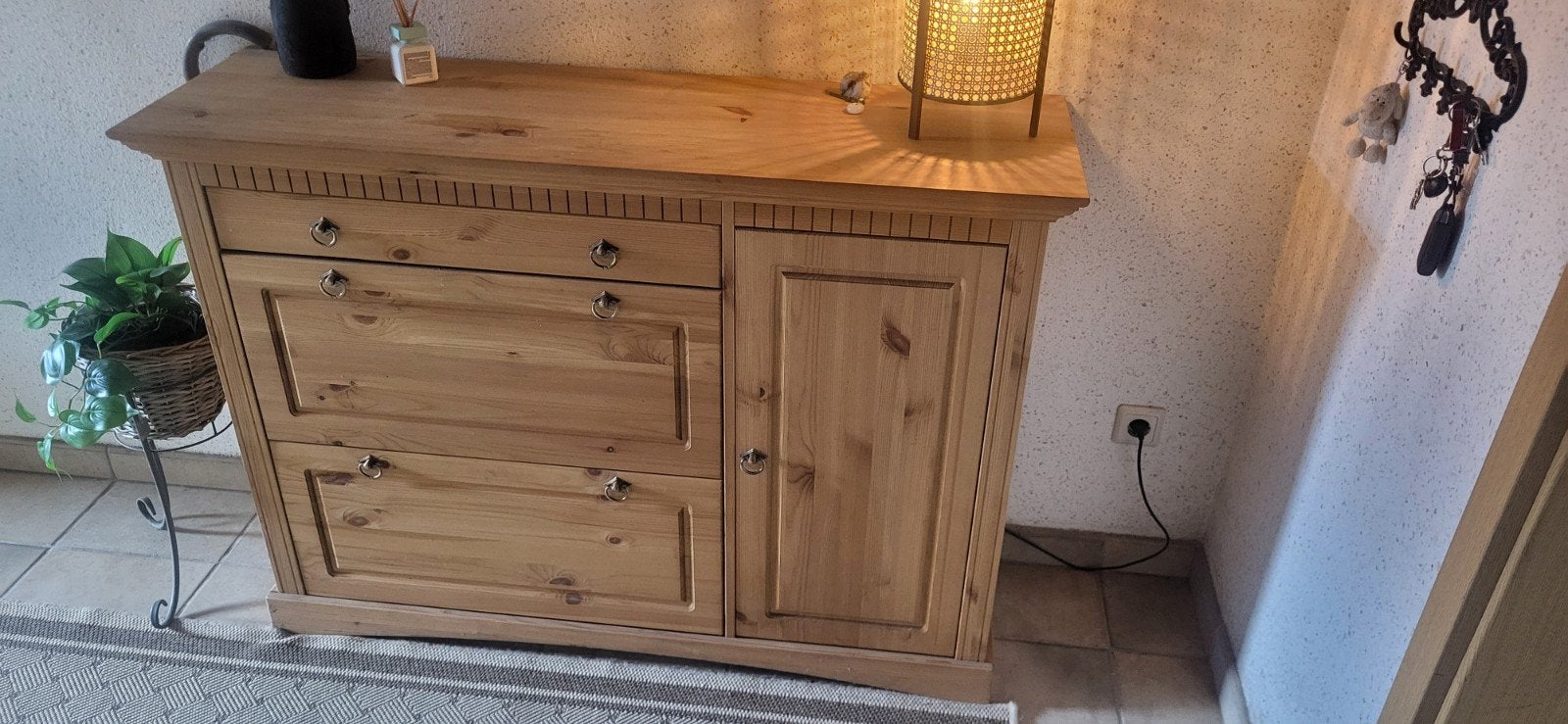 Houten schoenenkast met lade en opbergruimte, Huis en Inrichting, Ophalen, Gebruikt, Rustiek