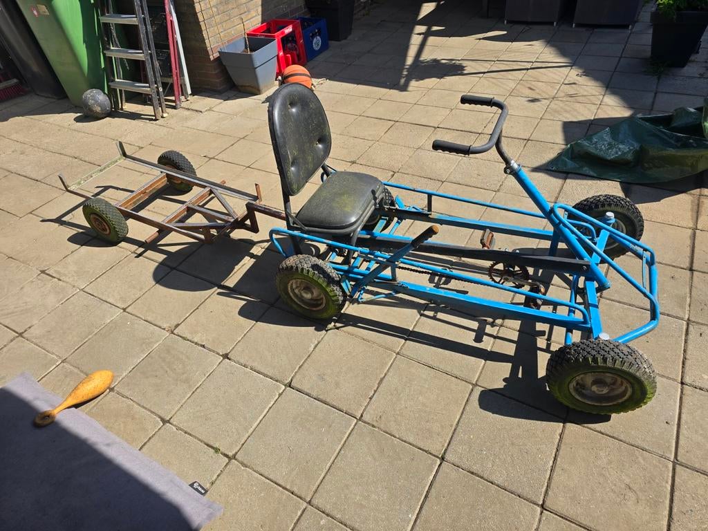 Blauwe skelter met aanhanger - Gebruikt, Ophalen, Gebruikt, Overige merken