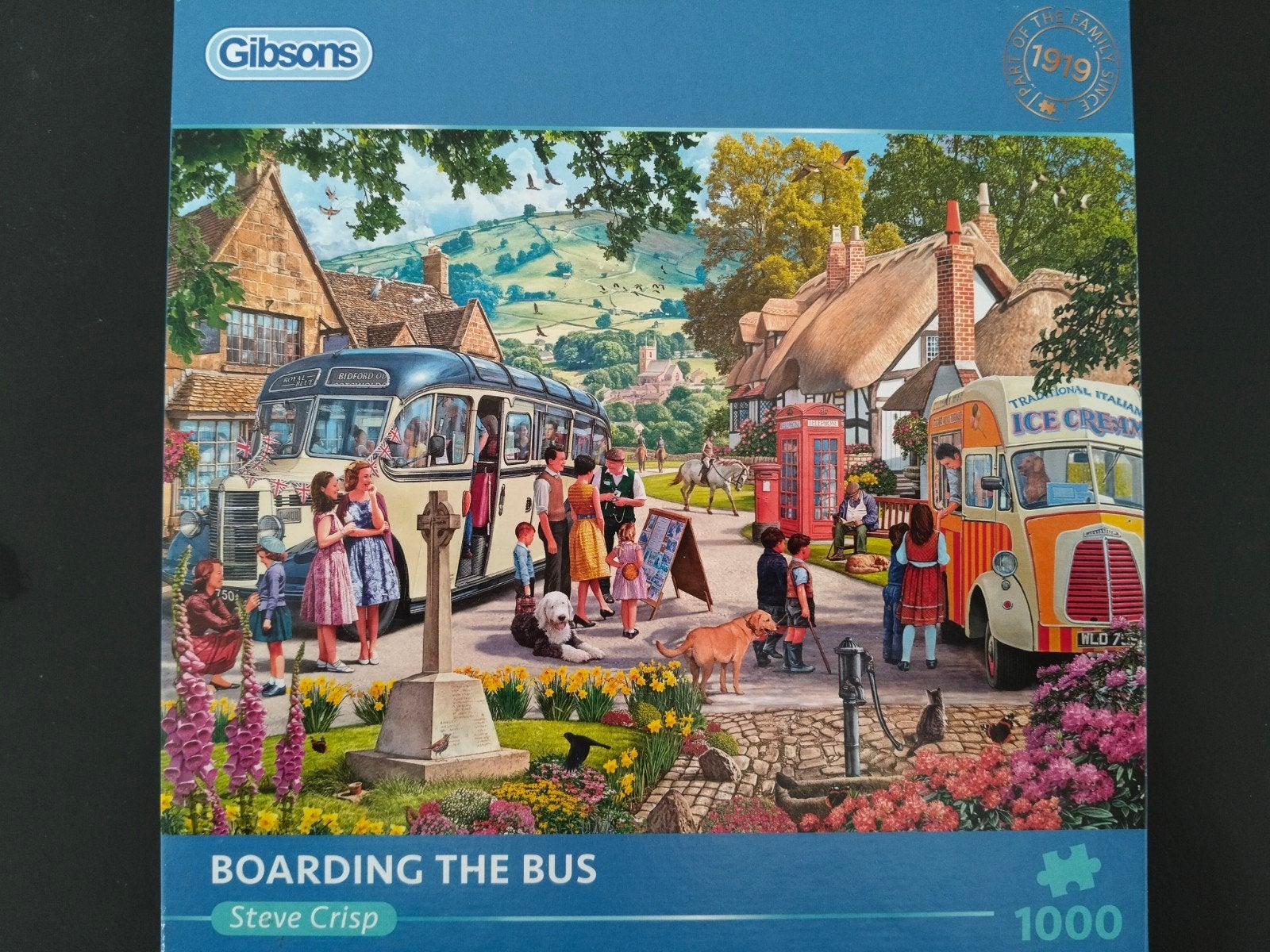 Boarding the bus, Gibsons puzzel te koop, Ophalen of Verzenden, 500 t/m 1500 stukjes, Zo goed als nieuw, Legpuzzel