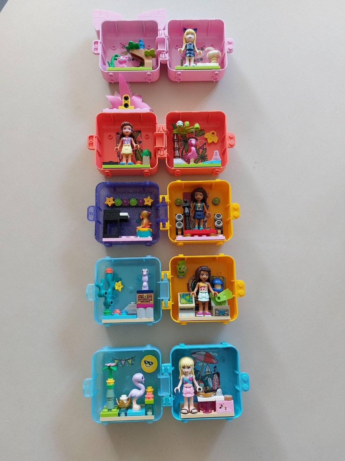 LEGO Friends speeldoosjes set - 5 stuks, Ophalen, Zo goed als nieuw