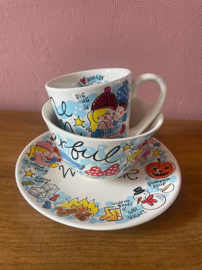 Blond Amsterdam Hello Winter Servies Set - Kop, Kom, Bord, Blond Amsterdam, Ophalen of Verzenden, Zo goed als nieuw, Aardewerk