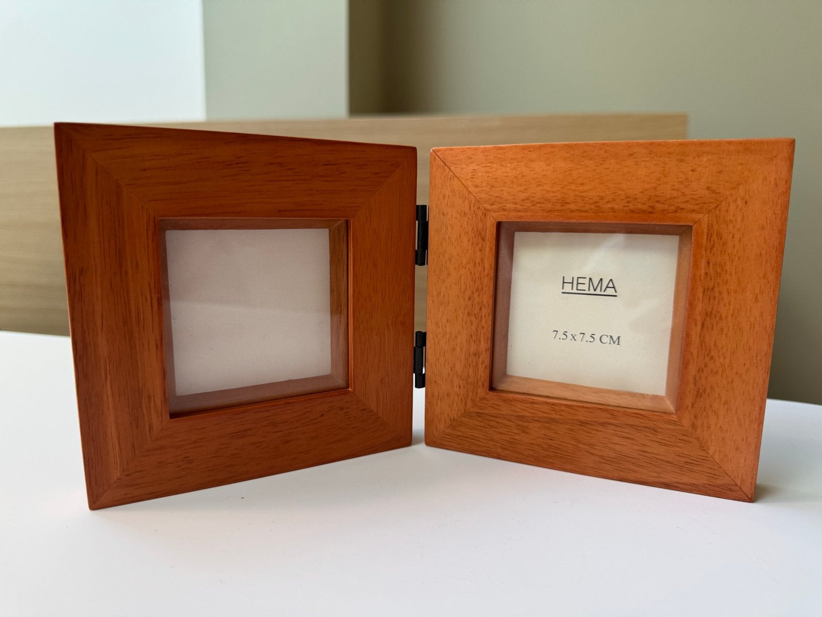 Houten fotolijstje 7.5x7.5 cm - HEMA, Ophalen, Bruin, 13 cm, Zo goed als nieuw