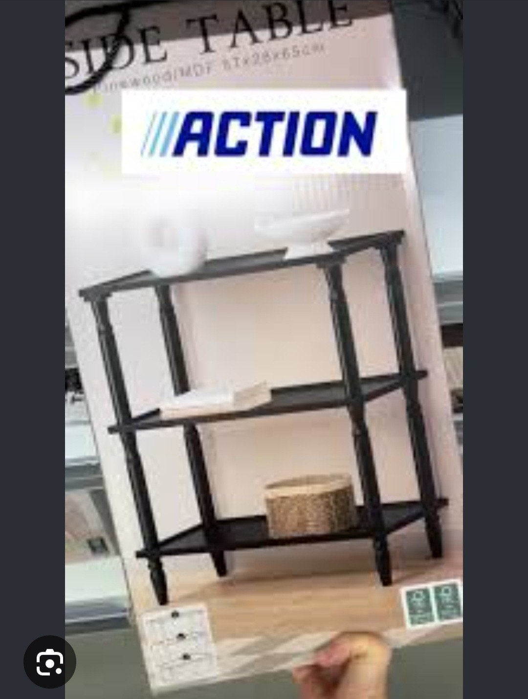 GEZOCHT !  dit zwarte tafeltje of kastje van de Action, Minder dan 55 cm, Ophalen of Verzenden, 60 cm of meer, Rechthoekig