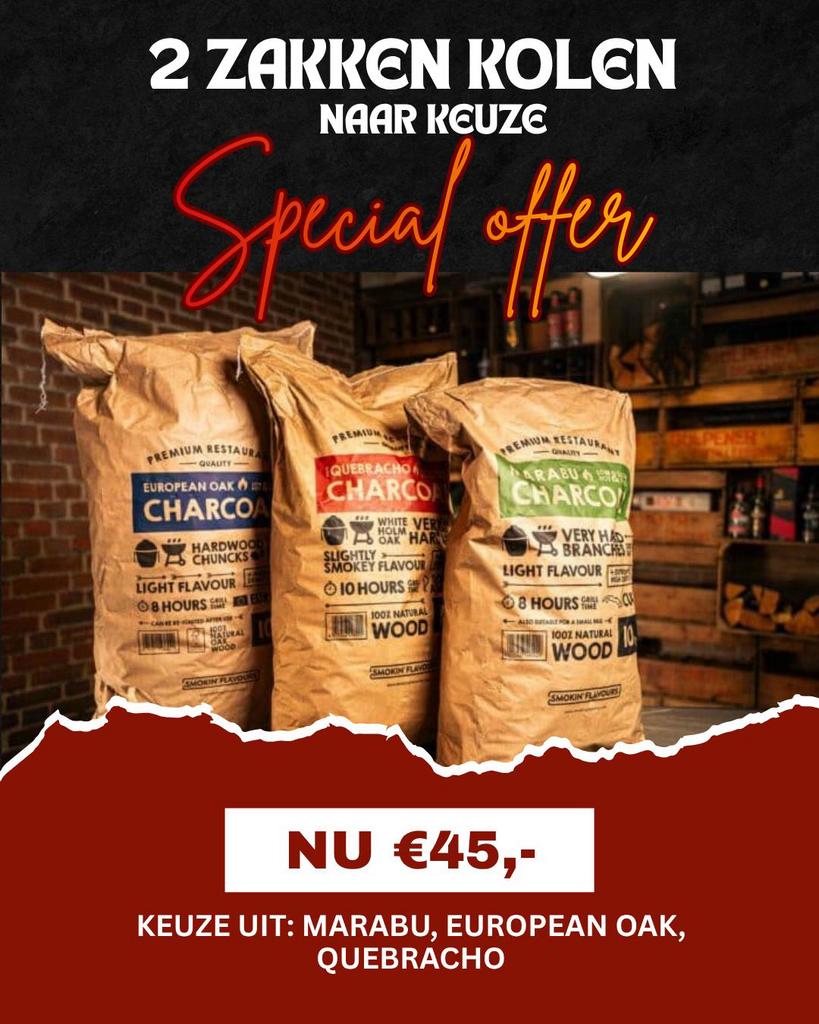 2 zakken van 10kg houtskool naar keuze voor €45,00, Ophalen of Verzenden, Nieuw