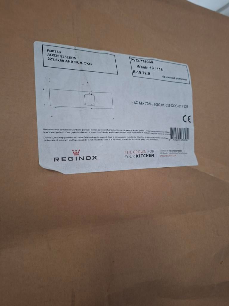 RVS Keukenblad Aanrechtblad 221 BRUM, Ophalen of Verzenden