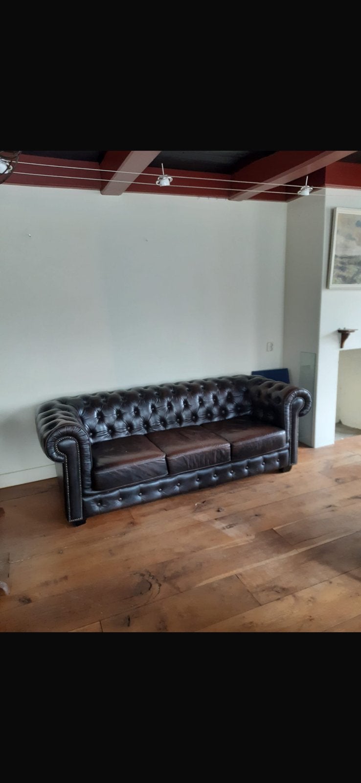 Chesterfield bank, Ophalen, Zo goed als nieuw, 75 tot 100 cm, Tweepersoons
