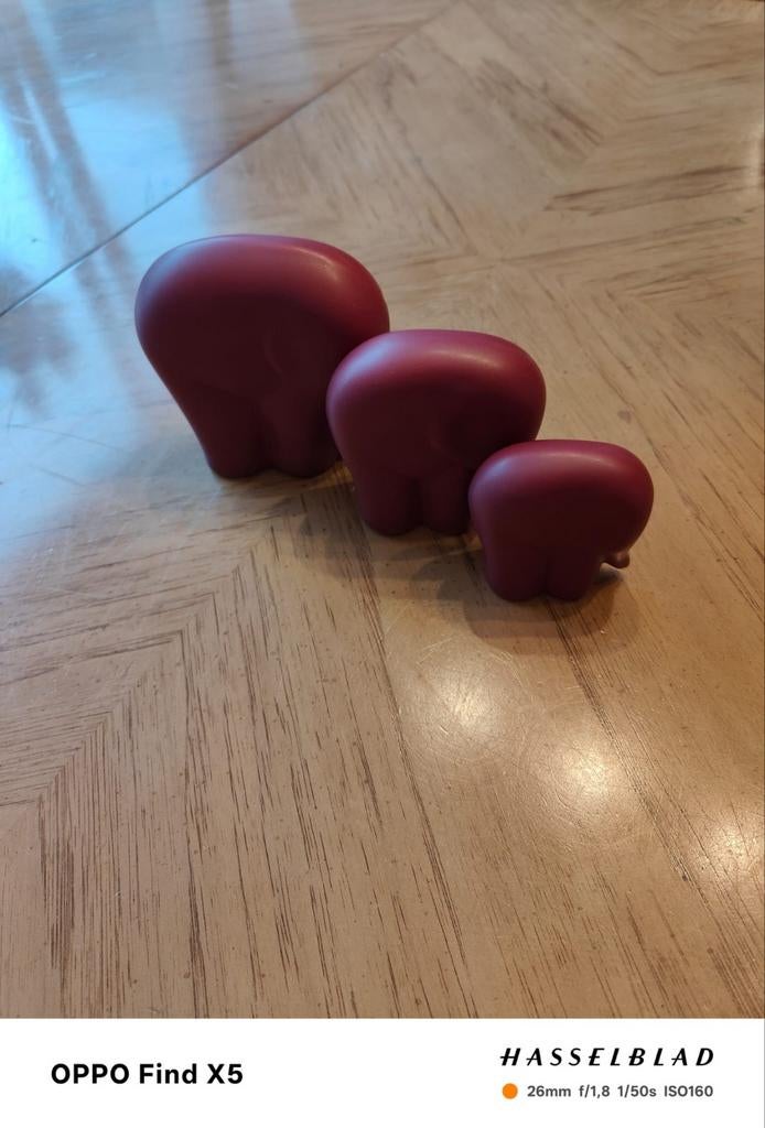 Set van 3 decoratieve olifantenfiguren, rood, Ophalen of Verzenden