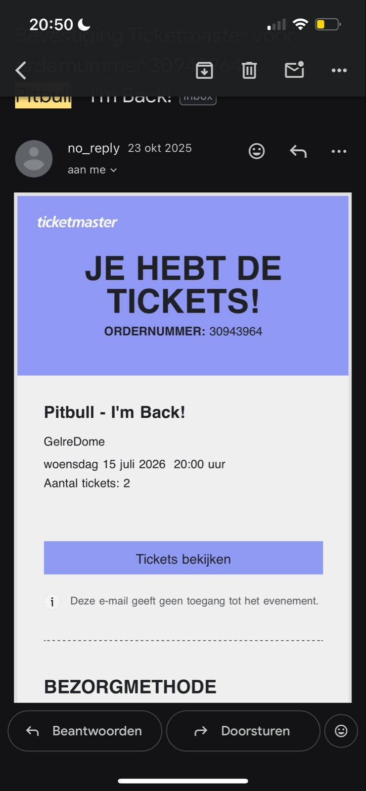 Pitbull tickets, Twee personen, Februari