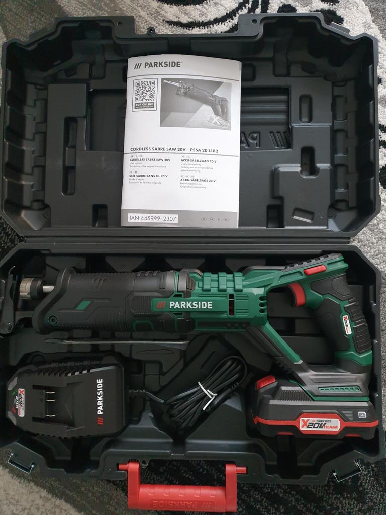 Parkside 20v accu reciprozaag, Ophalen, 70 mm of meer, Nieuw, 600 tot 1200 watt