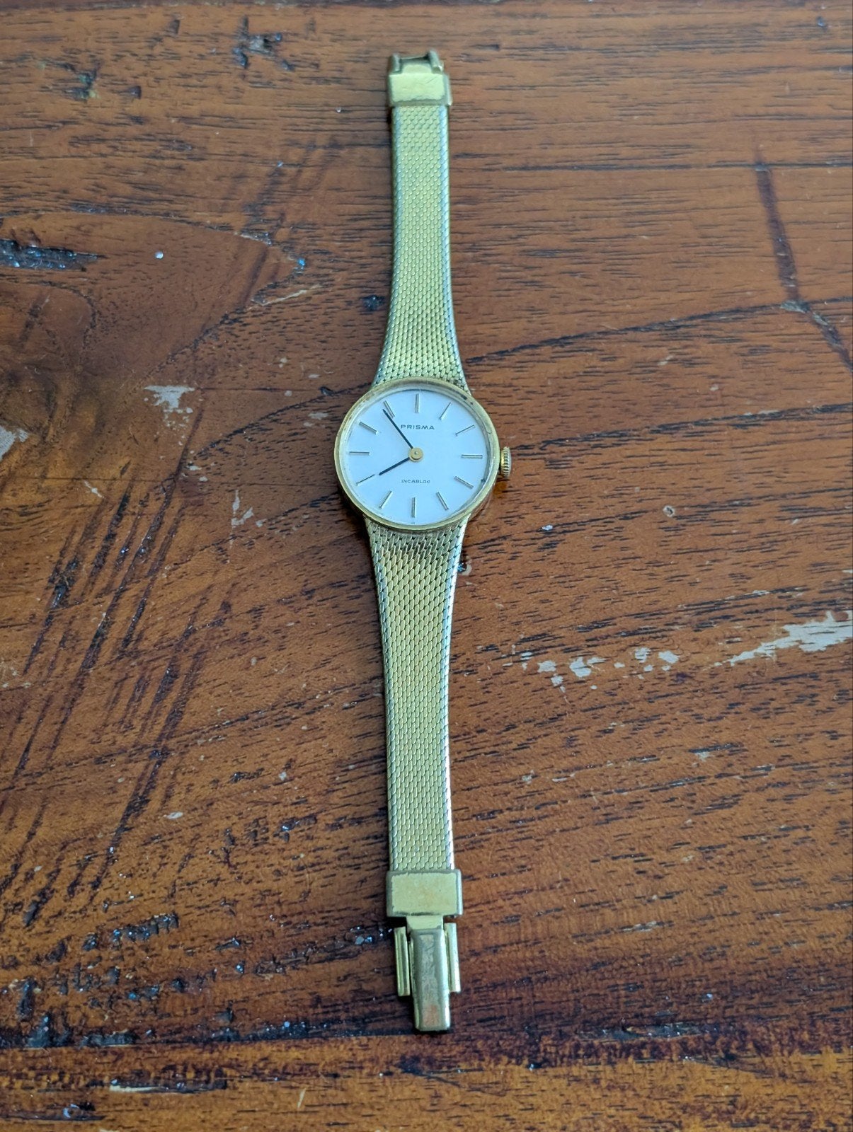 Vintage prisma dames horloge opwindbaar, Staal, Gebruikt, Polshorloge, Ophalen