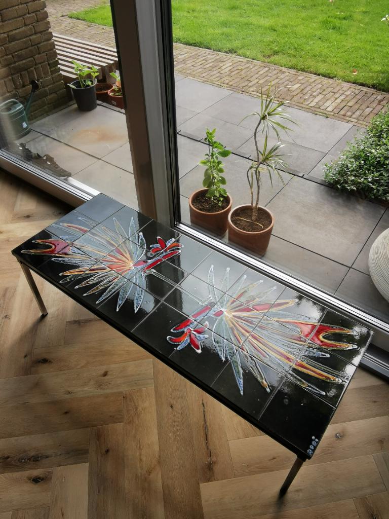 Salontafel | Adri Tegeltafel | LBH: 124,5 x 47 x 40 cm, Huis en Inrichting, Ophalen, Overige materialen, Minder dan 50 cm, 100 tot 150 cm