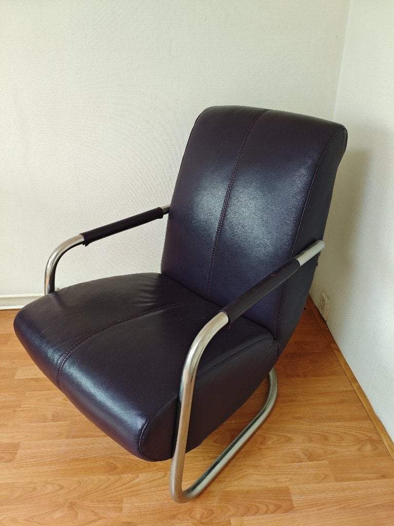 fauteuil, Huis en Inrichting, Fauteuils, Ophalen, Gebruikt, 50 tot 75 cm, Leer