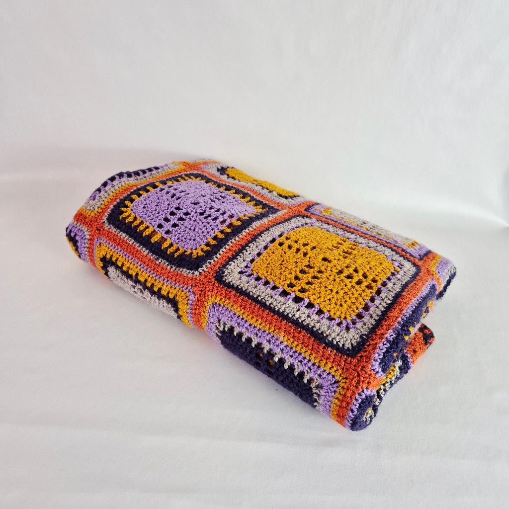 Vintage gehaakte sprei gekleurde blokken, NVT, Gebruikt, Verzenden, NVT