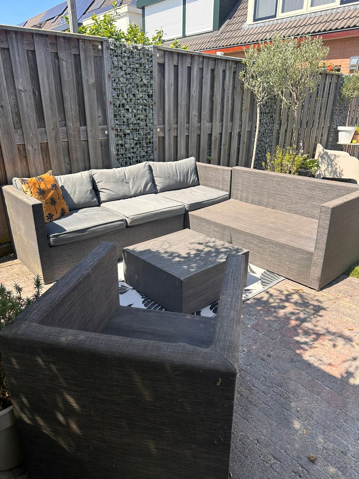 Tuinset met kussens, Ophalen, Kunststof, 6 zitplaatsen, Loungeset