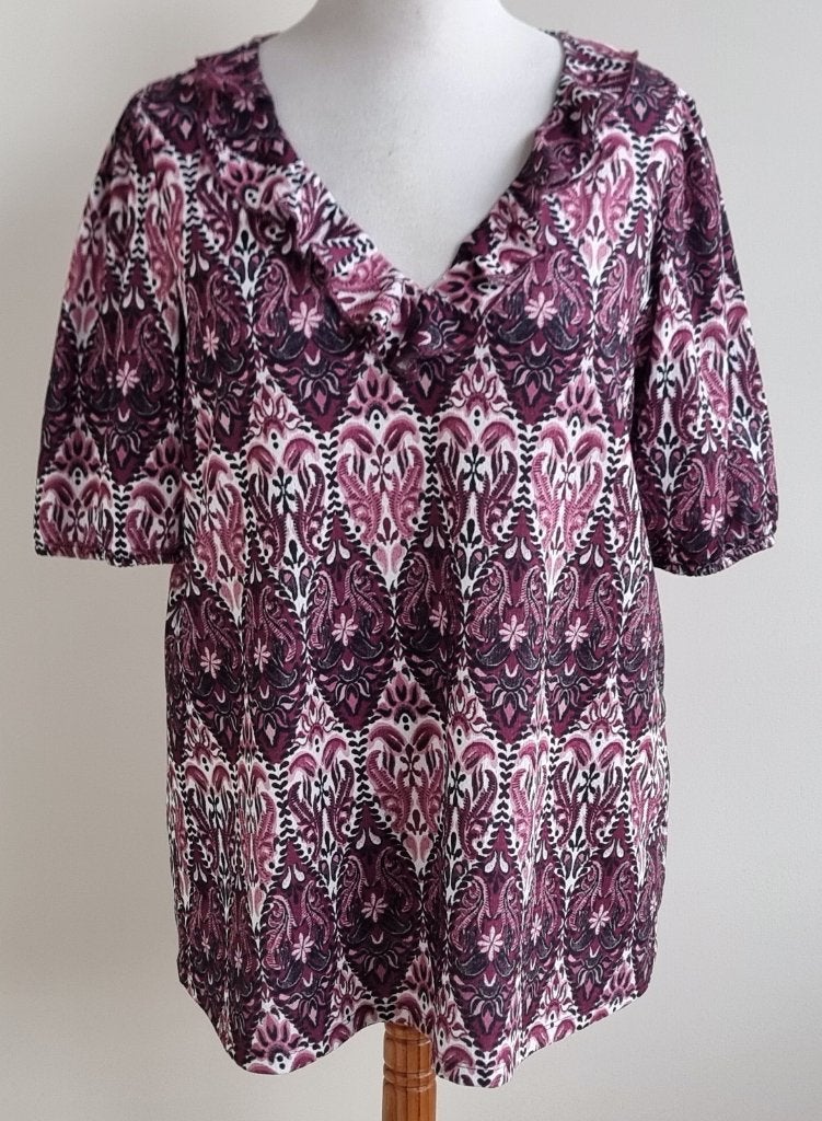 MS Mode (FESTVL) roze/donkerrode top mt. M, Kleding | Dames, Maat 42/44 (L), Ophalen of Verzenden, Zo goed als nieuw, Korte mouw