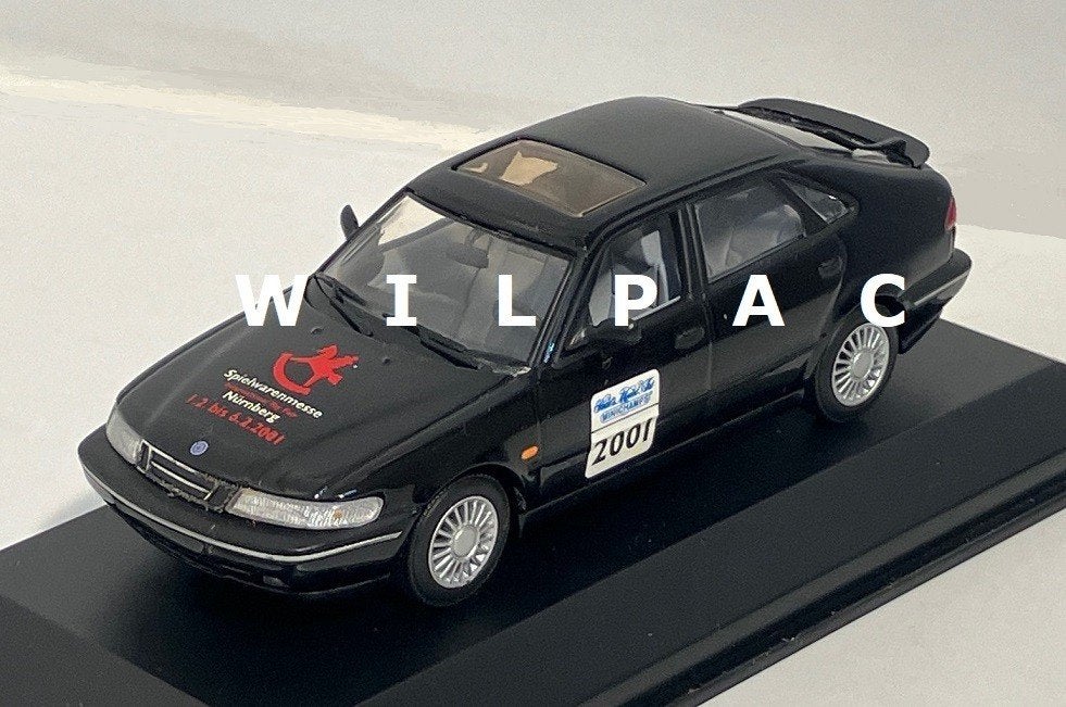 Minichamps. Saab 900 saloon. Spielwarenmesse 2001 zwart 1:43, Hobby en Vrije tijd, Ophalen of Verzenden, Nieuw, Auto, Overige merken