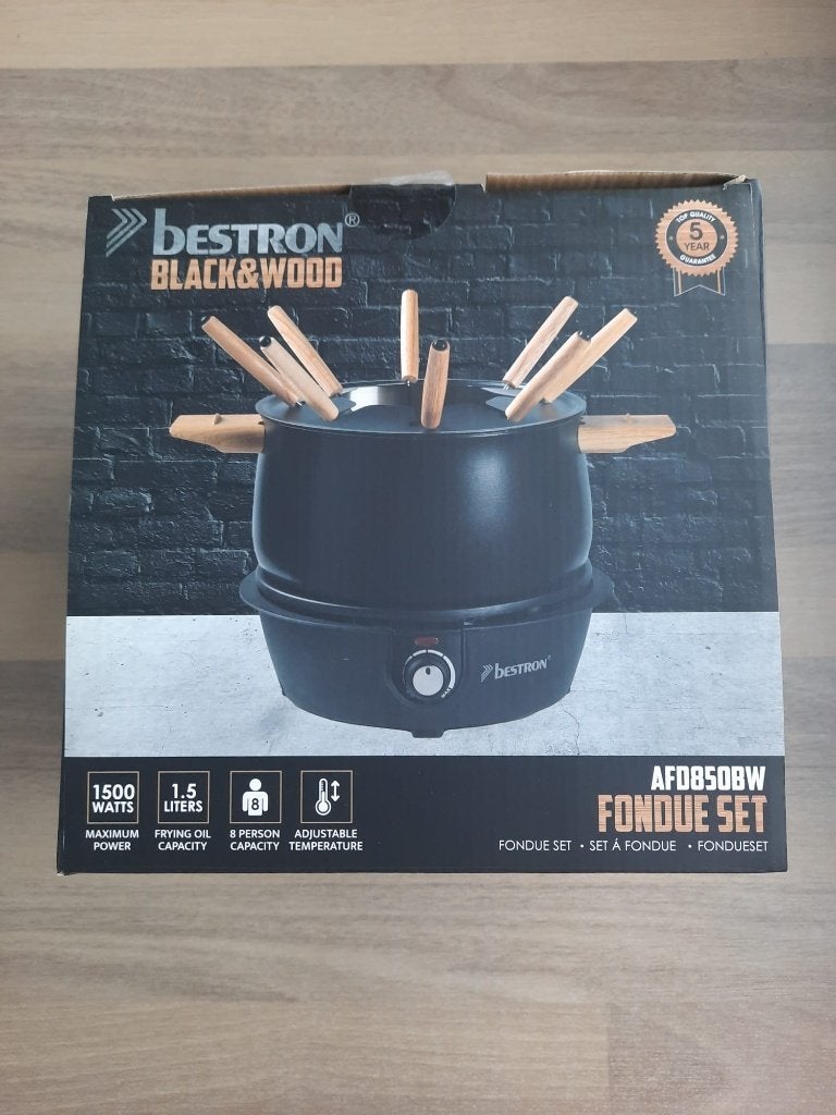 Bestron Black&Wood Fondue Set, Blond Amsterdam, Overige typen, Ophalen of Verzenden, Zo goed als nieuw