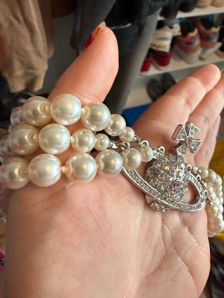 Vivienne westwood parel/ diamand ketting, Ophalen of Verzenden