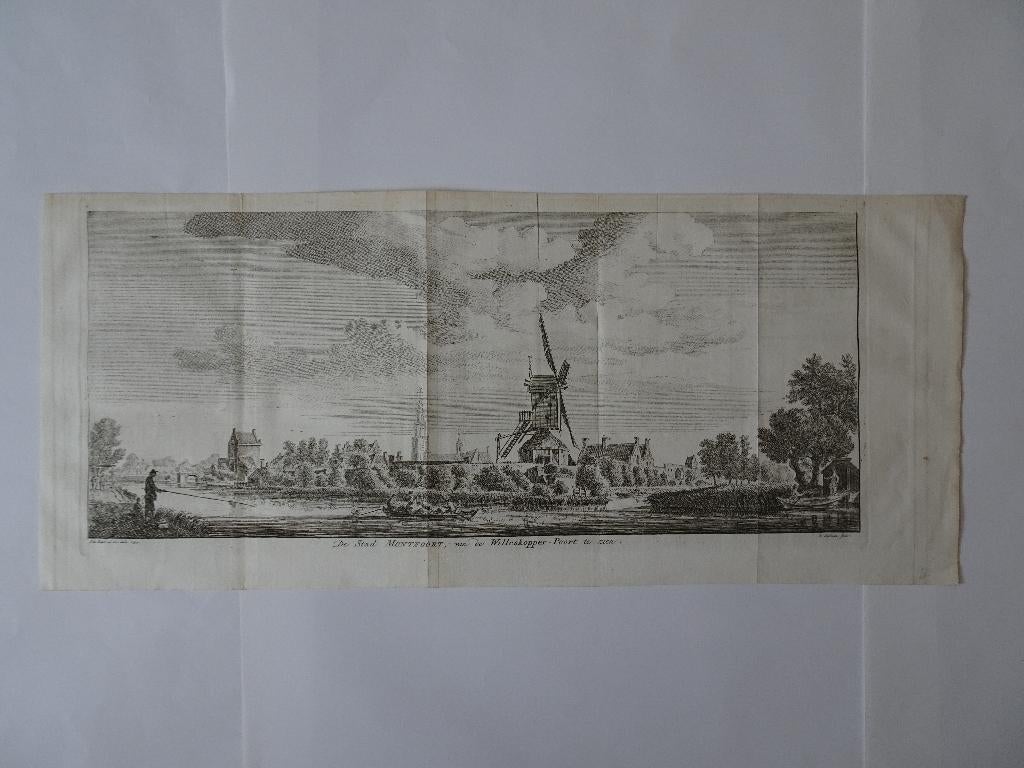 Gravure Stad Montfoort Willeskopperpoort, Spilman 1772, Verzenden, Stadsgezicht, Gravure, 1700 - 1799