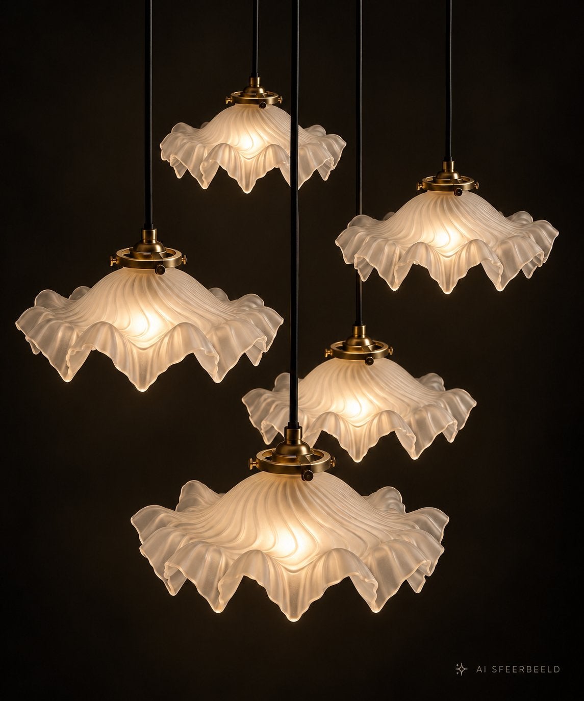 Sierlijke vintage glazen hanglamp Frankrijk Lamp, Huis en Inrichting, Gebruikt, Glas, Nb, Nb
