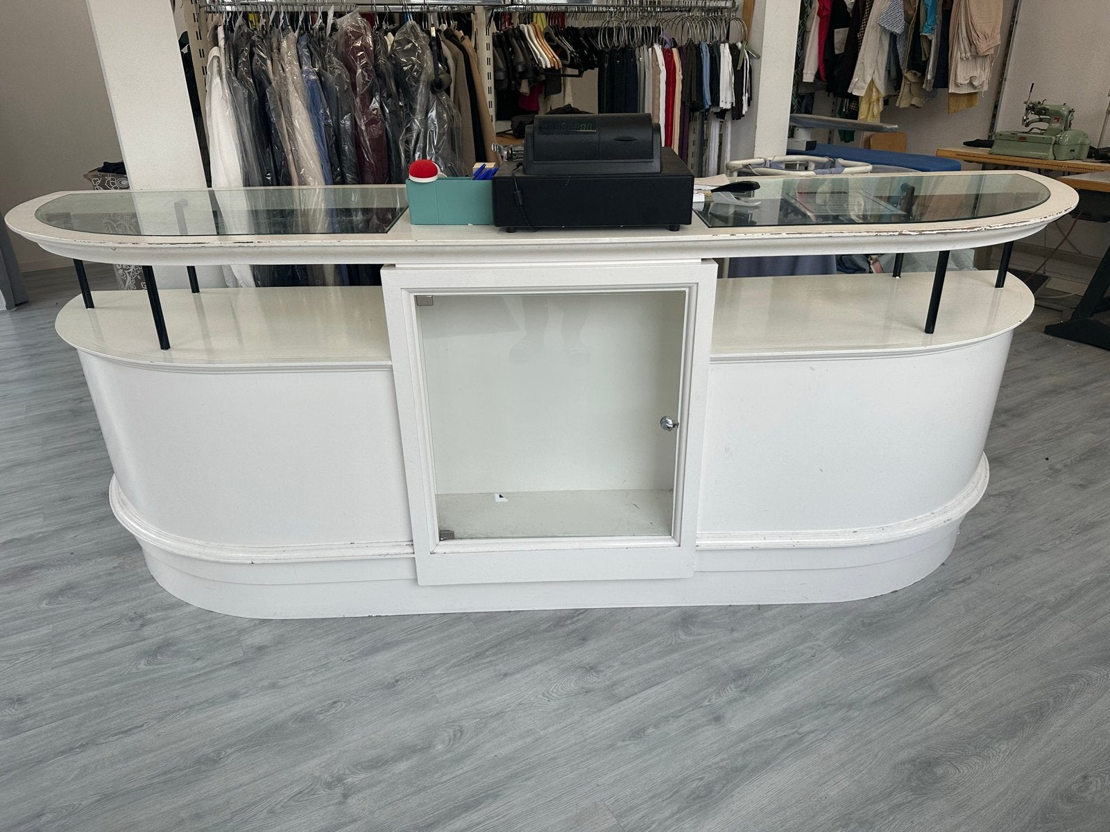 Witte Balie met Glazen Blad - Ideaal voor Winkel/Kantoor, Ophalen