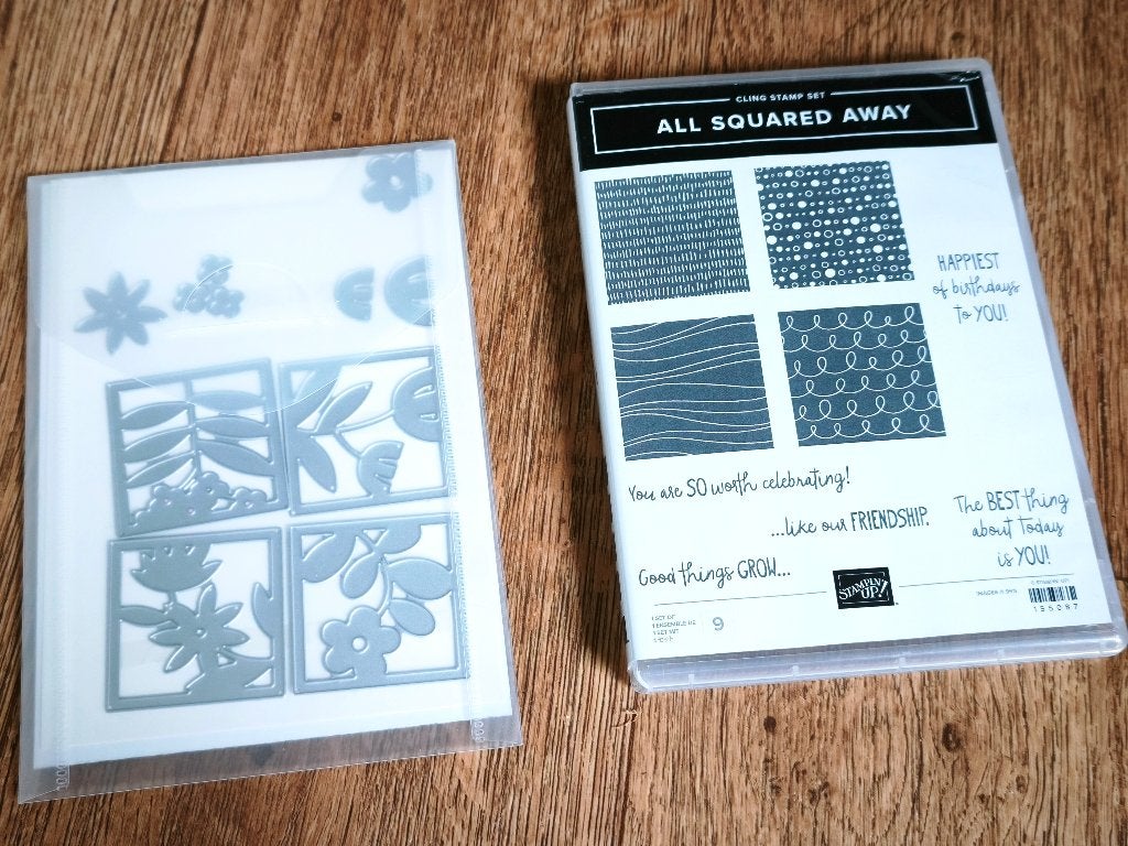 Stempels en dies van Stampin'up All squared away, Hobby en Vrije tijd, Stempelen, Ophalen of Verzenden, Zo goed als nieuw, Overige typen
