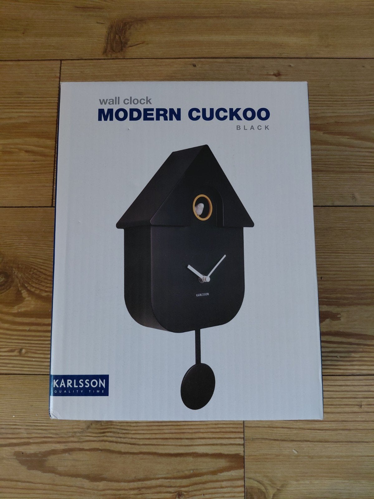 Karlsson Modern Cuckoo Wandklok Zwart - Nieuw in doos, Wandklok, Analoog, Werkt op batterijen, Nieuw