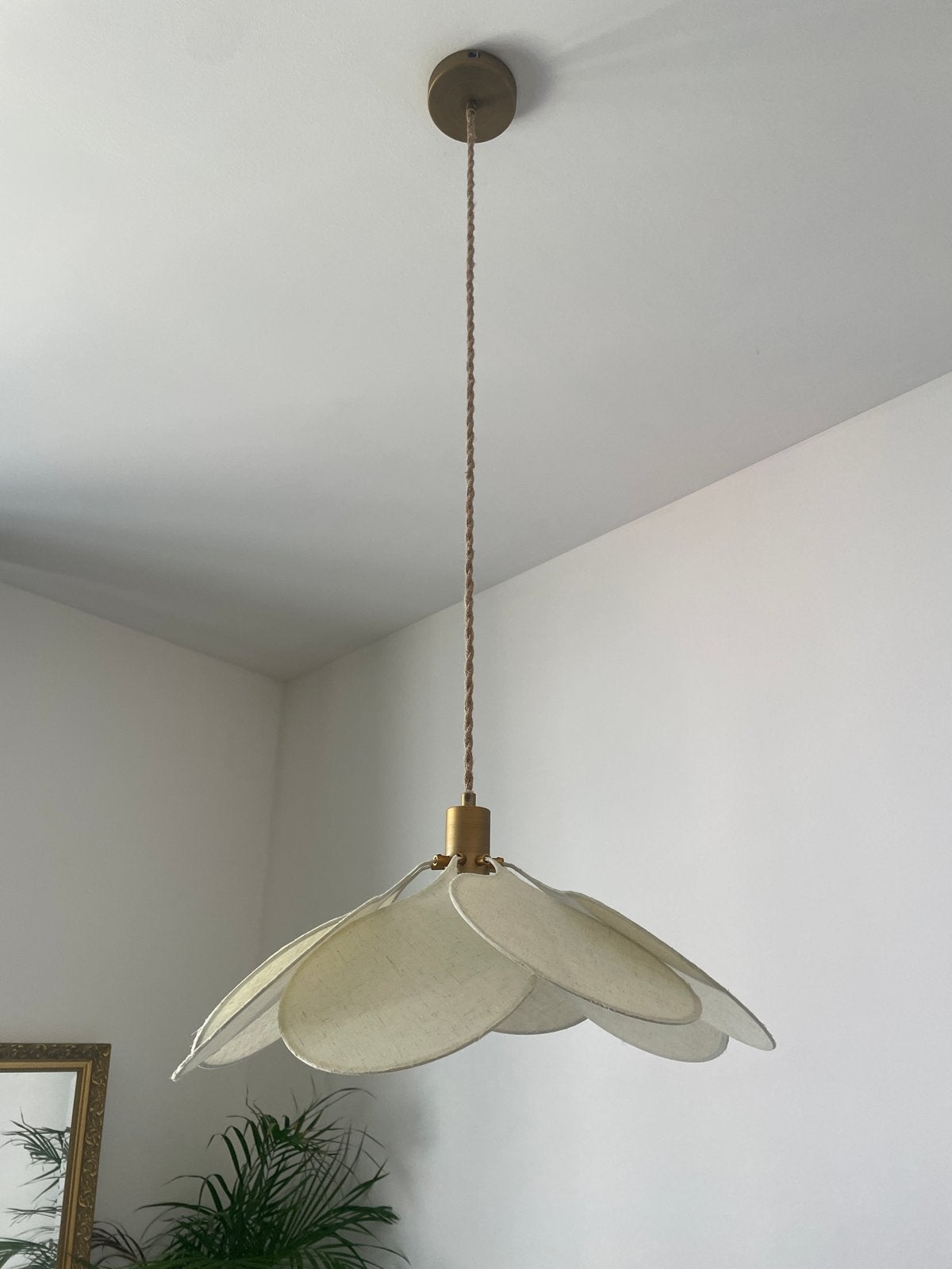 Vintage hanglamp stof, Ophalen, Gebruikt, Metaal