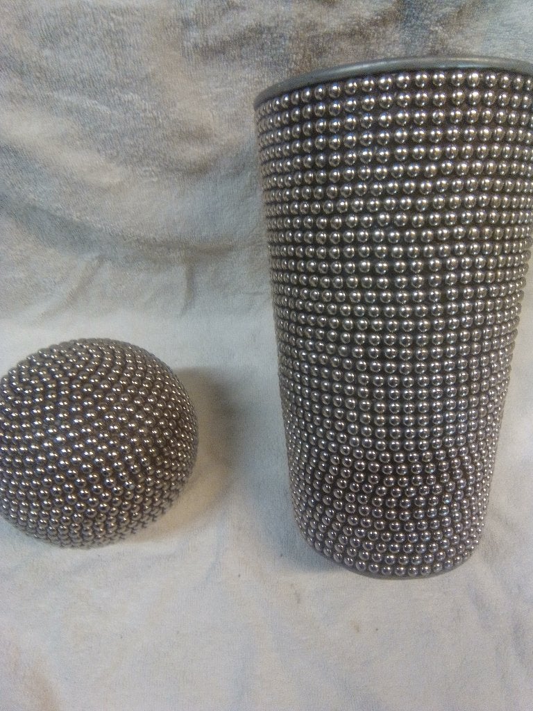 zinken vaas+deco bal, Ophalen of Verzenden, Gebruikt, Metaal