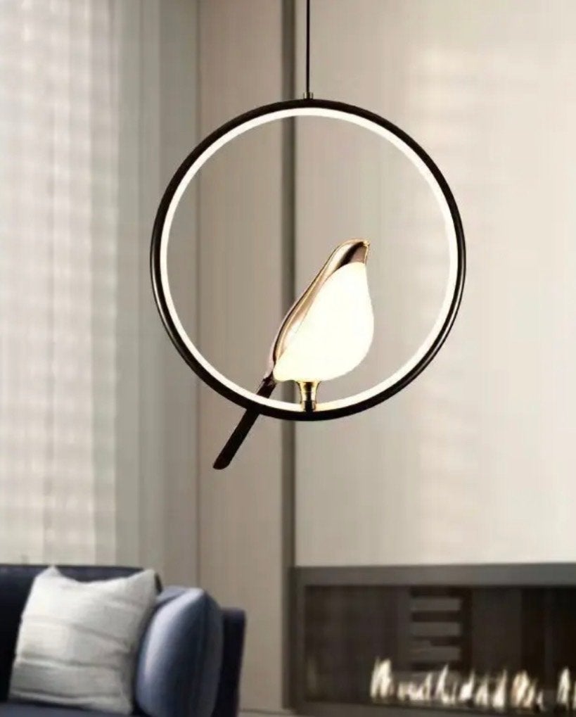 Prachtige Zwart/Gouden Vogel Hanglamp - Nieuw in Verpakking, Ophalen of Verzenden, Nieuw, Metaal, Overige fittingen