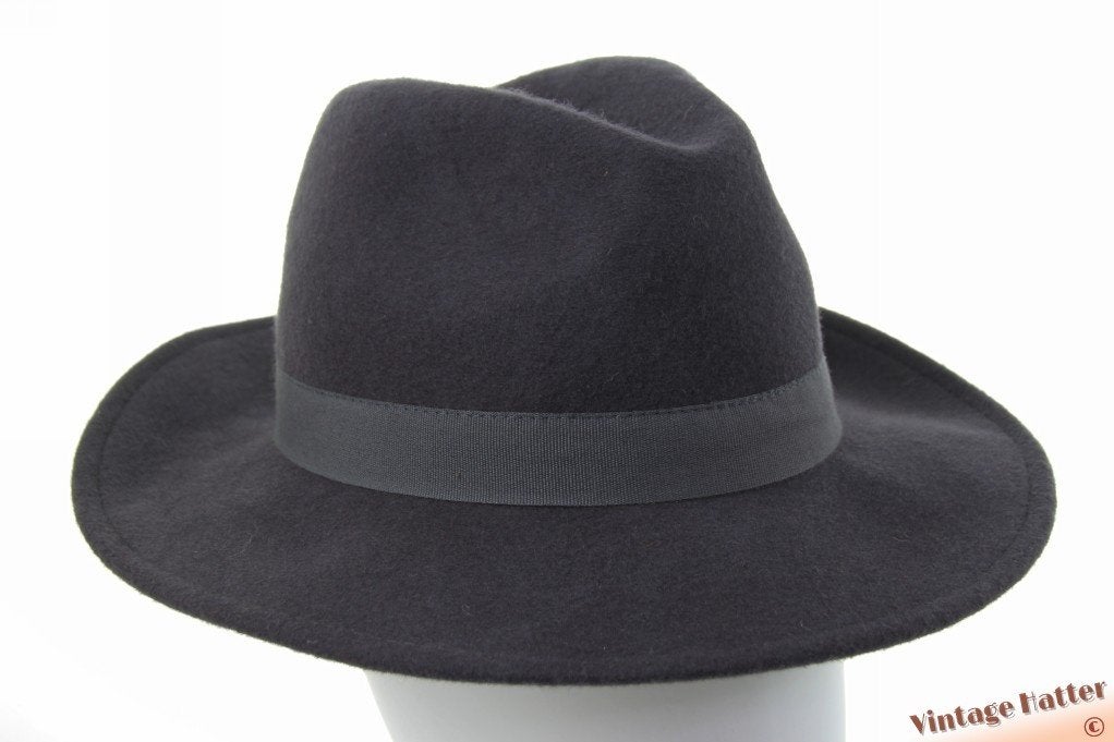 Vintage Dames gleufhoed FineFeltHats donker grijs wol 57-58, 56 of 57 cm (M, 7 of 7⅛ inch), Hoed, Ophalen of Verzenden, Zo goed als nieuw