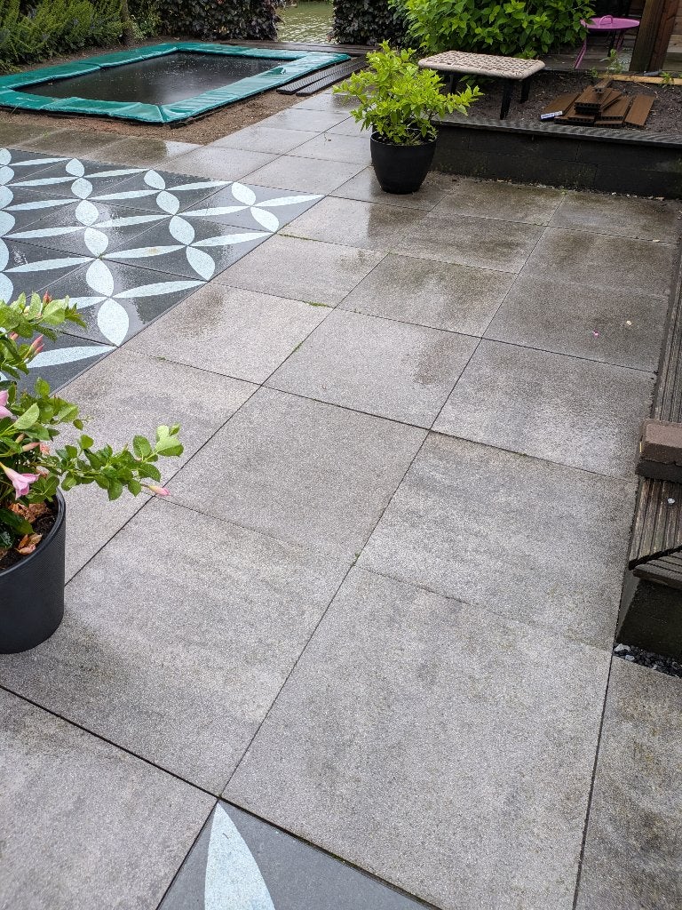 GeoStretto Plus Elba terrastegels 60x60x4 cm (67 stuks), Ophalen, Gebruikt, 10 m² of meer, Beton