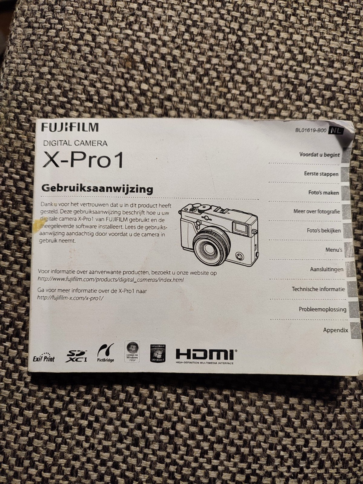 Gebruiksaanwijzing Fujifilm X-Pro1, Ophalen of Verzenden, Gelezen, Algemeen, Fujifilm
