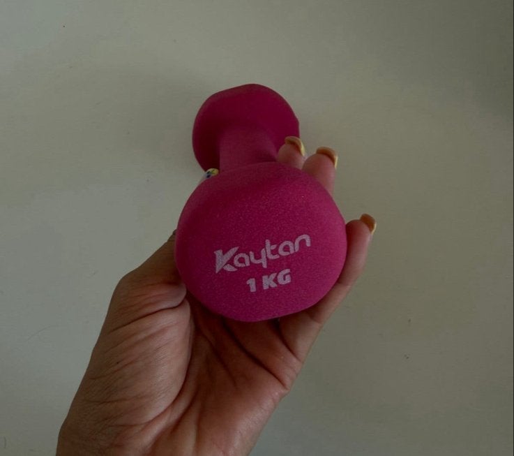 Roze Kaytan Dumbbell - 1 KG, Sport en Fitness, Ophalen of Verzenden, Zo goed als nieuw, Armen, Dumbbell